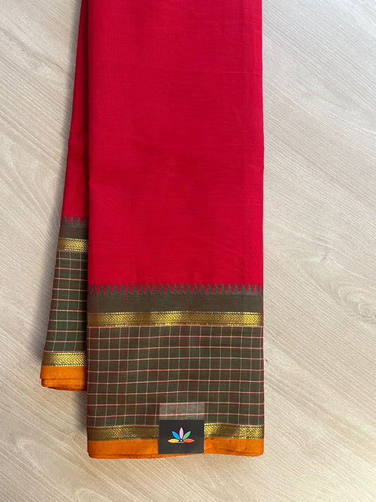 Checked Border Chettinad Cotton Saree - 26380