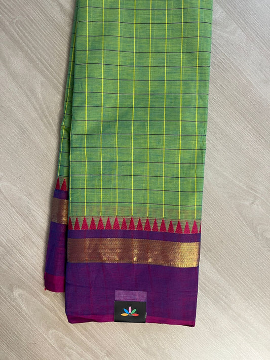 Checked Chettinad Cotton Saree - 26381