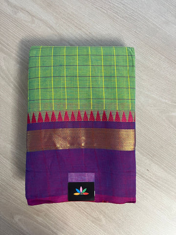 Checked Chettinad Cotton Saree - 26381