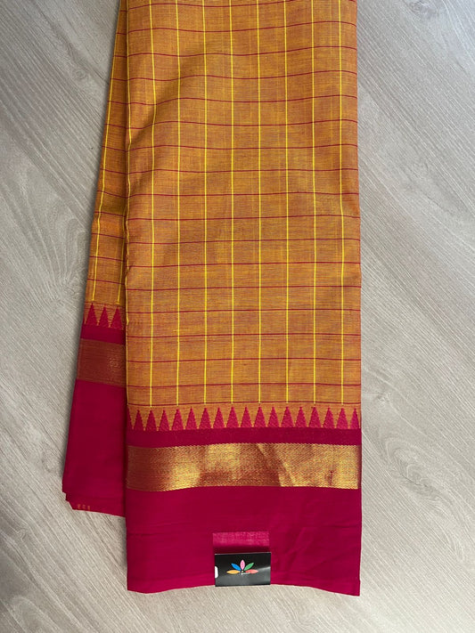 Checked Chettinad Cotton Saree - 26382