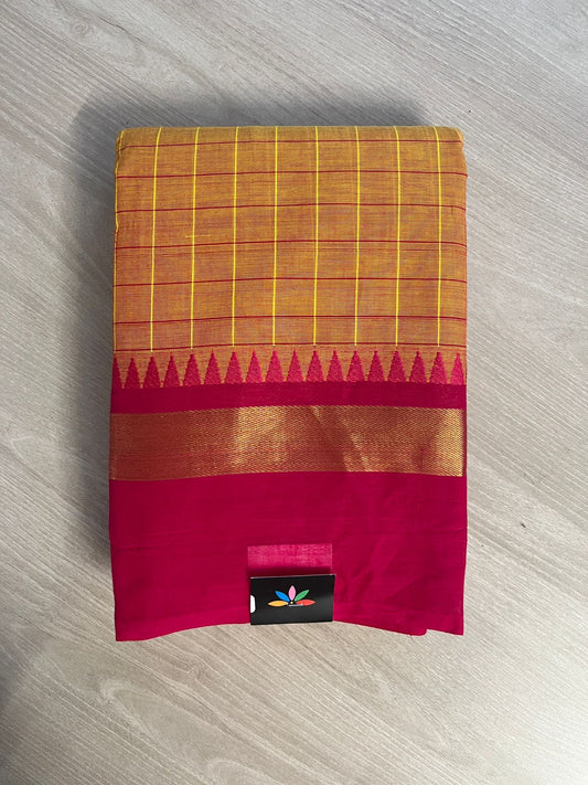 Checked Chettinad Cotton Saree - 26382