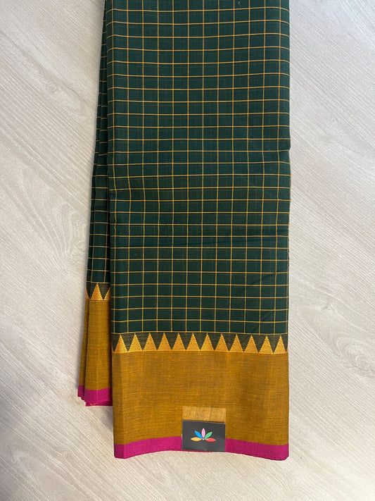 Checked Chettinad Cotton Saree - 26383