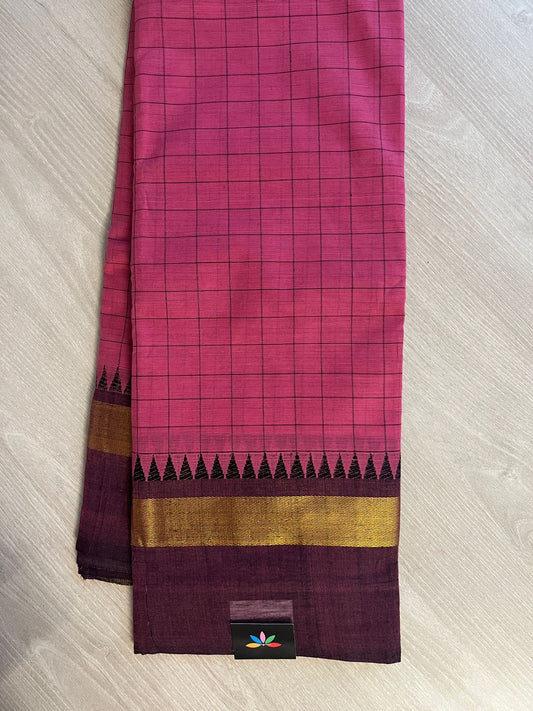 Checked Chettinad Cotton Saree - 26384