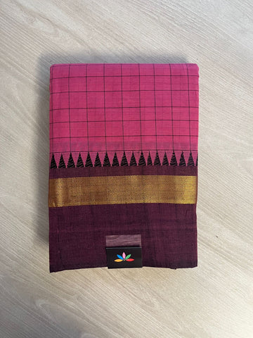 Checked Chettinad Cotton Saree - 26384