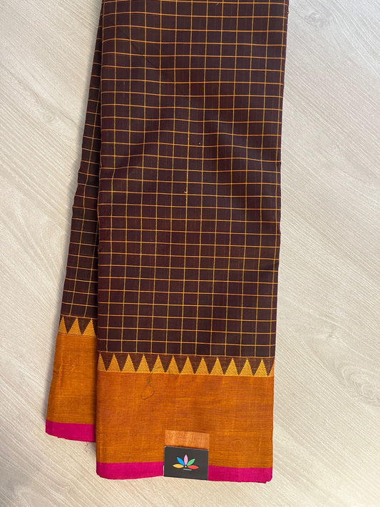 Checked Chettinad Cotton Saree - 26385