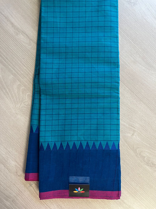 Checked Chettinad Cotton Saree - 26386