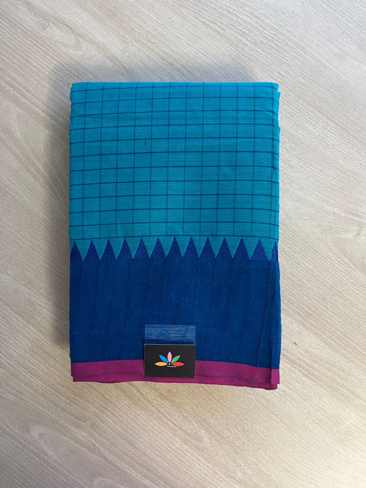 Checked Chettinad Cotton Saree - 26386