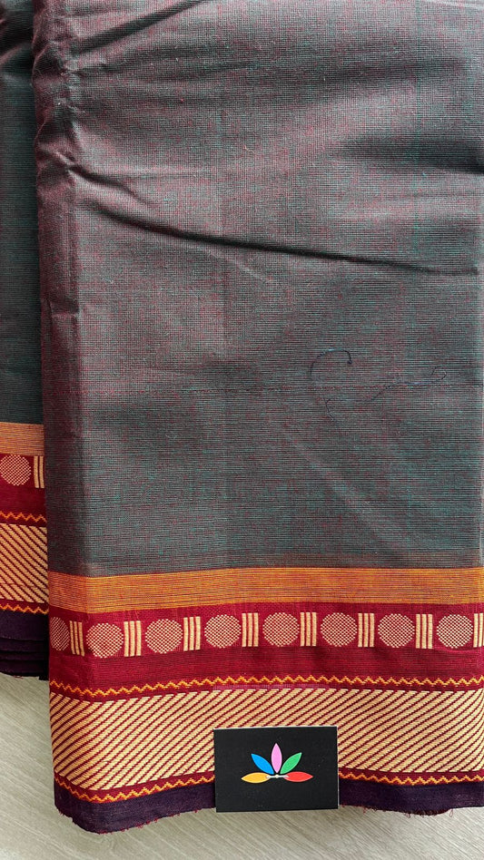 Dual Chettinad Cotton Saree with Maroon and Orange Border -24419
