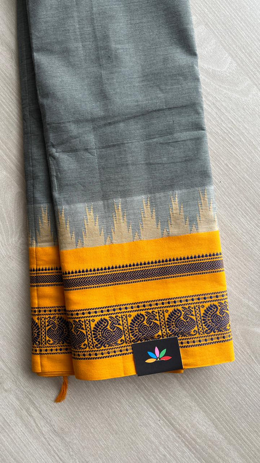 Temple Border Handloom Korvai Chettinad Cotton Saree -24670
