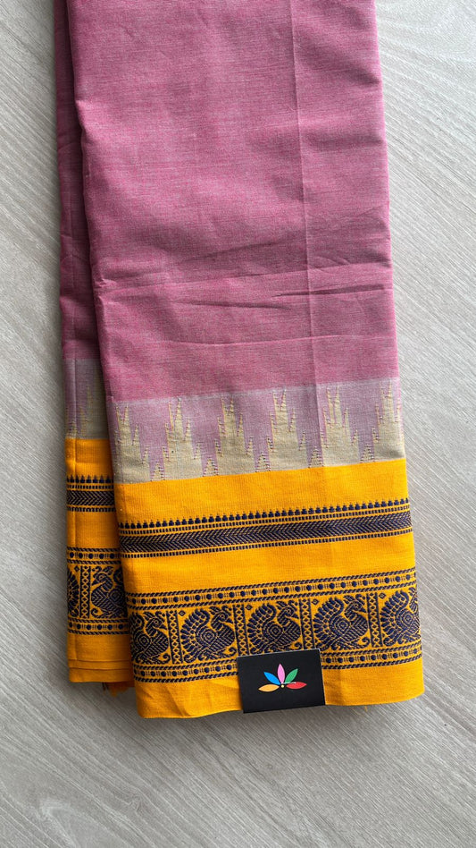 Temple Border Handloom Korvai Chettinad Cotton Saree -24672
