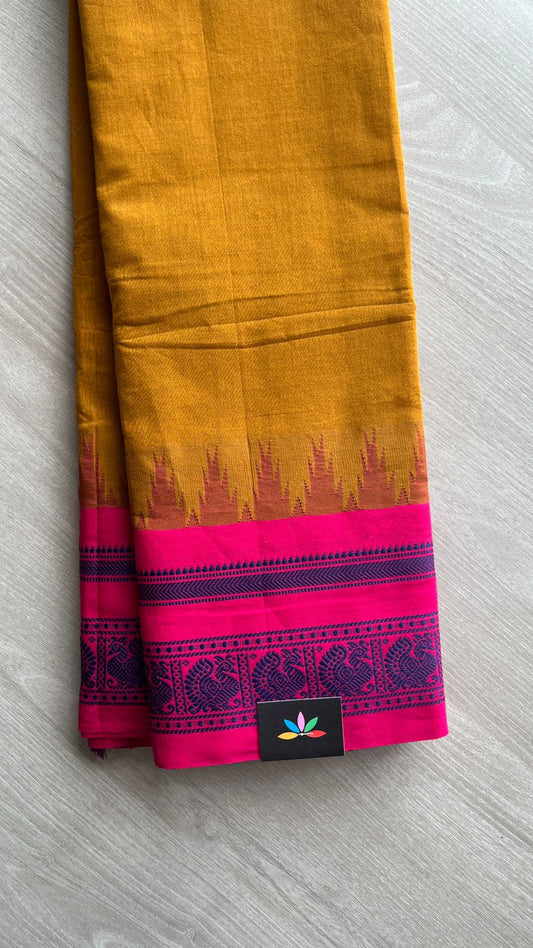 Temple Border Handloom Korvai Chettinad Cotton Saree -24673