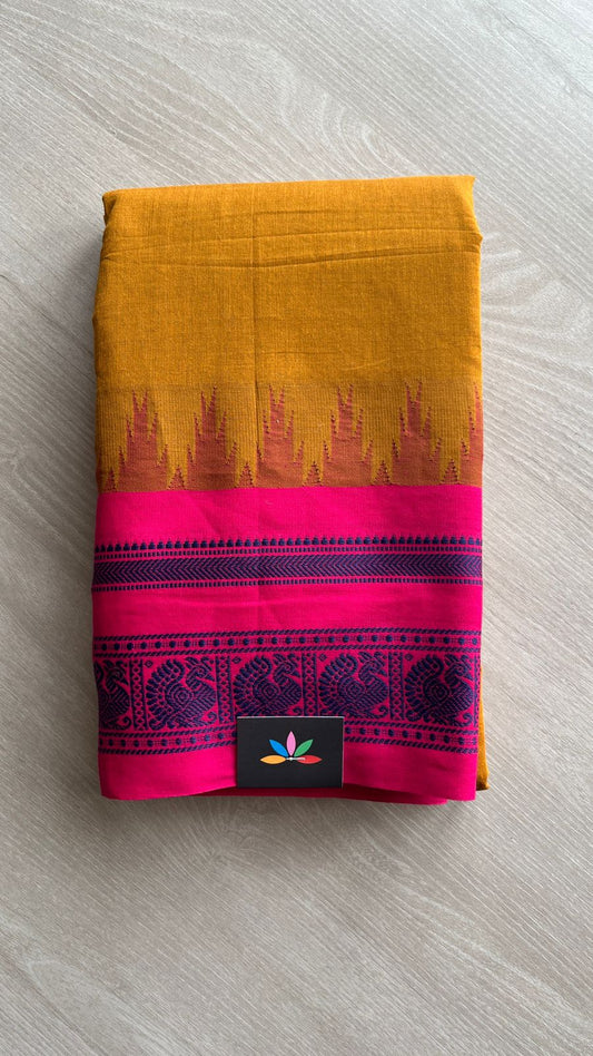 Temple Border Handloom Korvai Chettinad Cotton Saree -24673