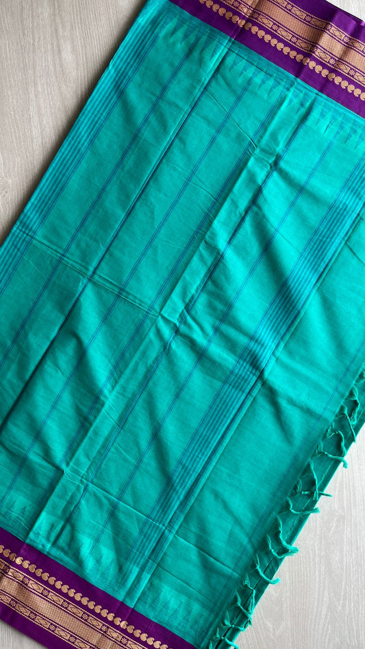 Temple Border Handloom Korvai Chettinad Cotton Saree -24674