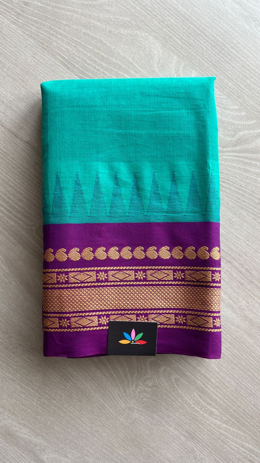 Temple Border Handloom Korvai Chettinad Cotton Saree -24674