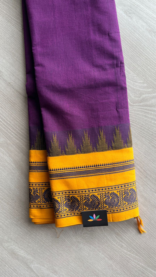 Temple Border Handloom Korvai Chettinad Cotton Saree -24677