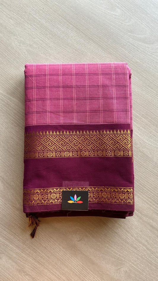 Traditional Checked Chettinad Cotton Saree - 24721