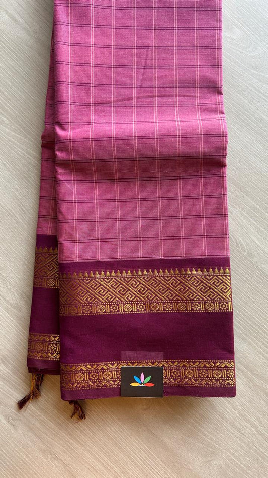Traditional Checked Chettinad Cotton Saree - 24721