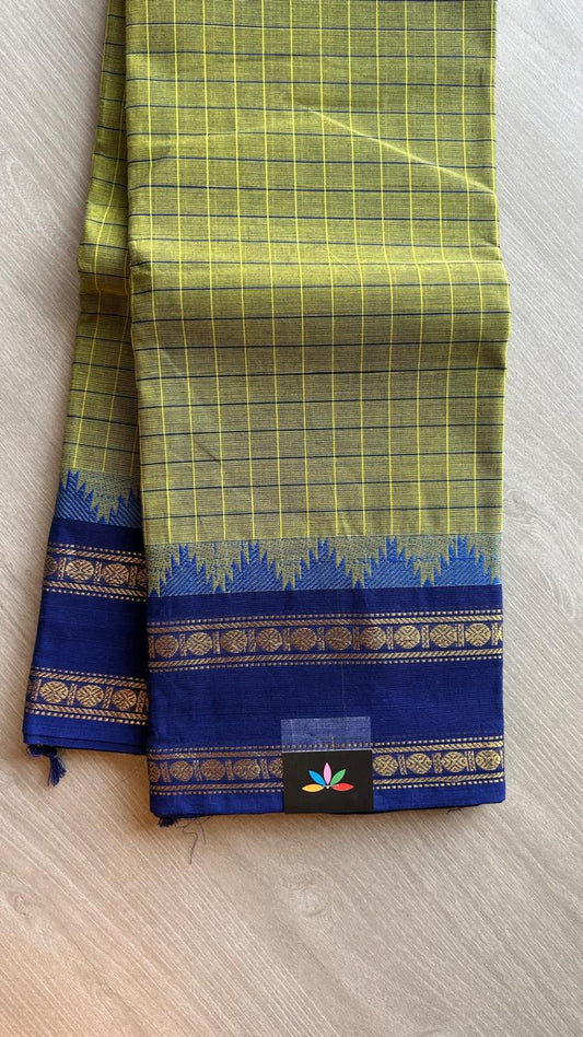 Traditional Checked Chettinad Cotton Saree - 24722