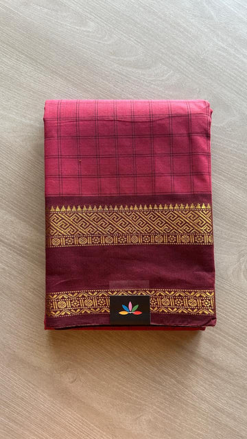 Traditional Checked Chettinad Cotton Saree - 24727