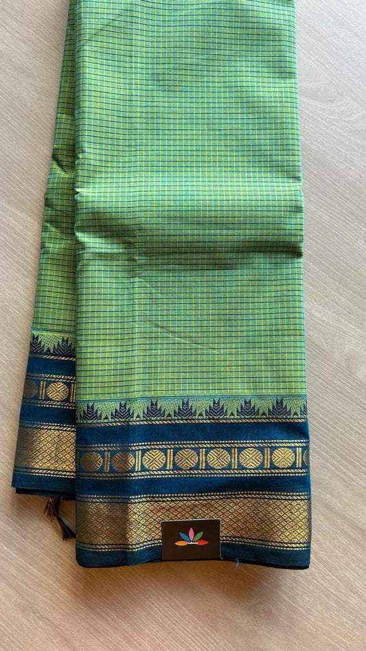 Traditional Checked Chettinad Cotton Saree - 24728