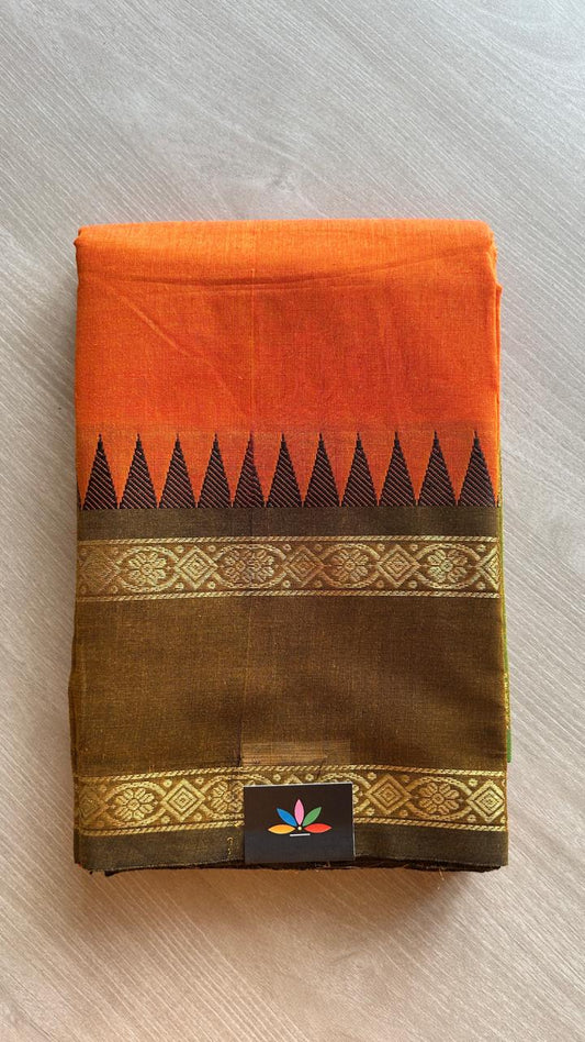 Contrast Zari Woven Border Chettinad Cotton Saree - 24733