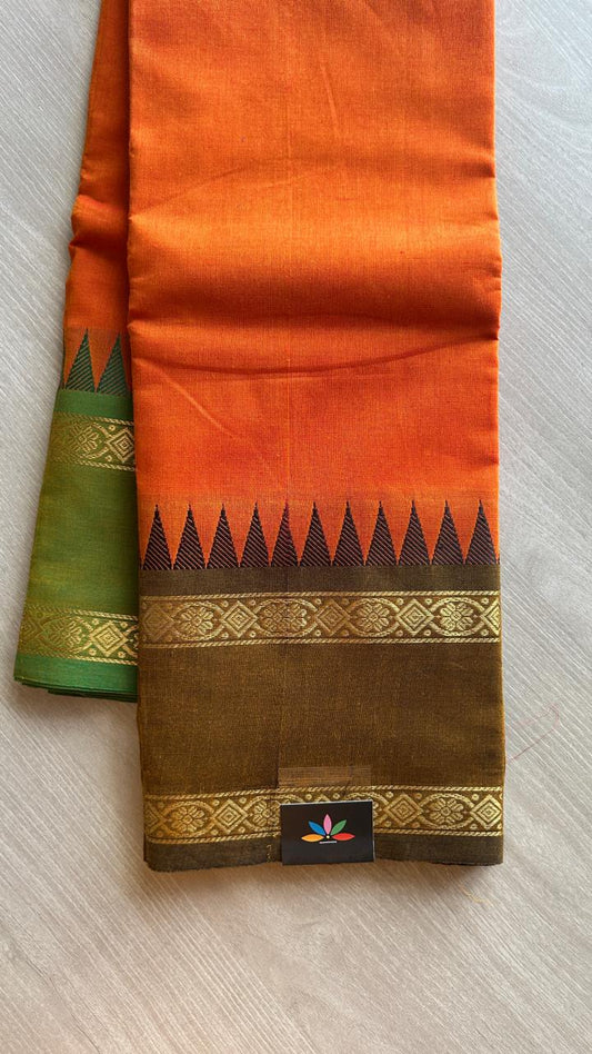 Contrast Zari Woven Border Chettinad Cotton Saree - 24733