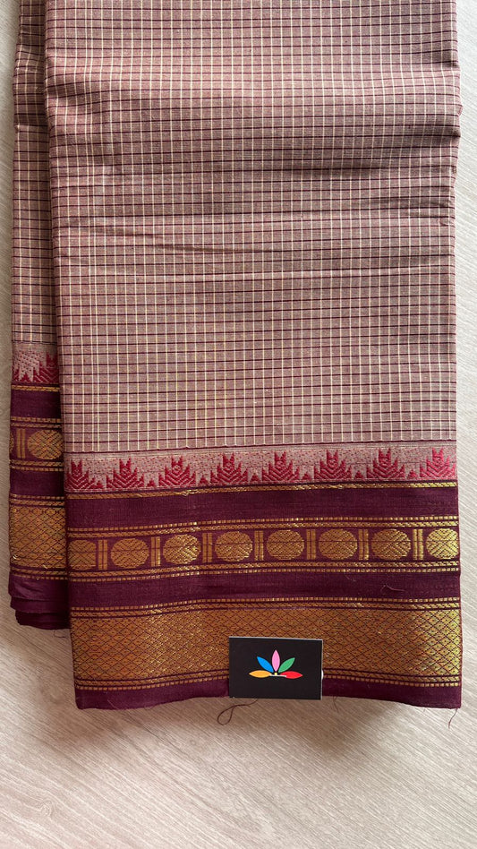 Traditional Small Checked Chettinad Cotton Saree - 25828