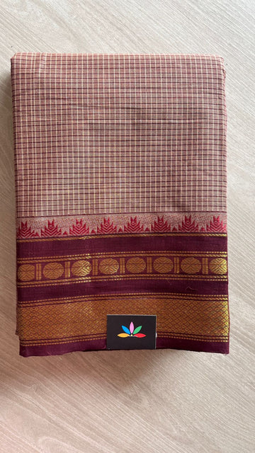 Traditional Small Checked Chettinad Cotton Saree - 25828