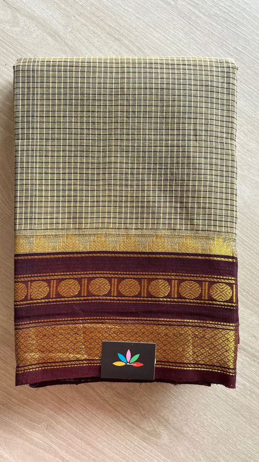Traditional Small Checked Chettinad Cotton Saree - 25830