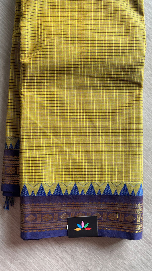 Traditional Small Checked Chettinad Cotton Saree - 25831