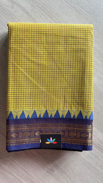 Traditional Small Checked Chettinad Cotton Saree - 25831