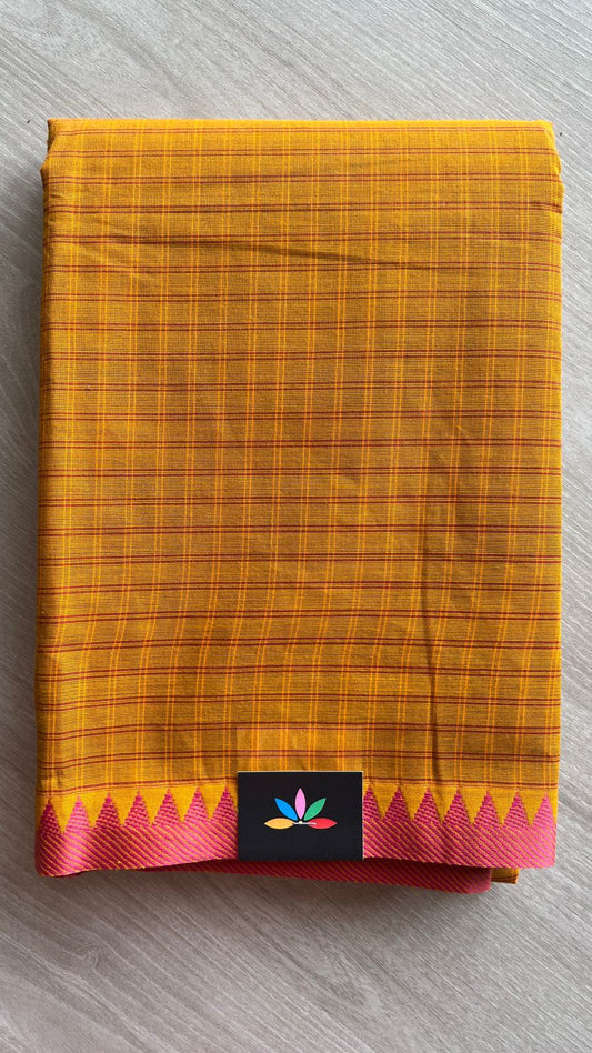 Traditional Small Checked Chettinad Cotton Saree - 25833