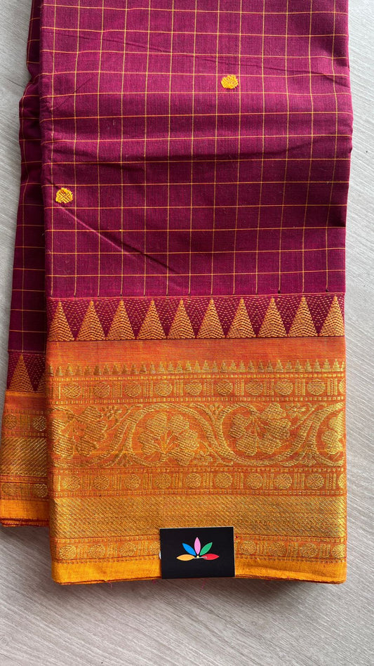Checked Chettinad Cotton Saree- 25836