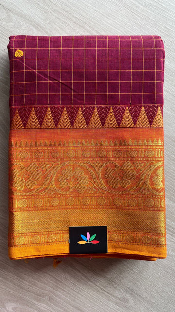 Checked Chettinad Cotton Saree- 25836