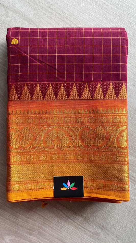 Checked Chettinad Cotton Saree- 25836