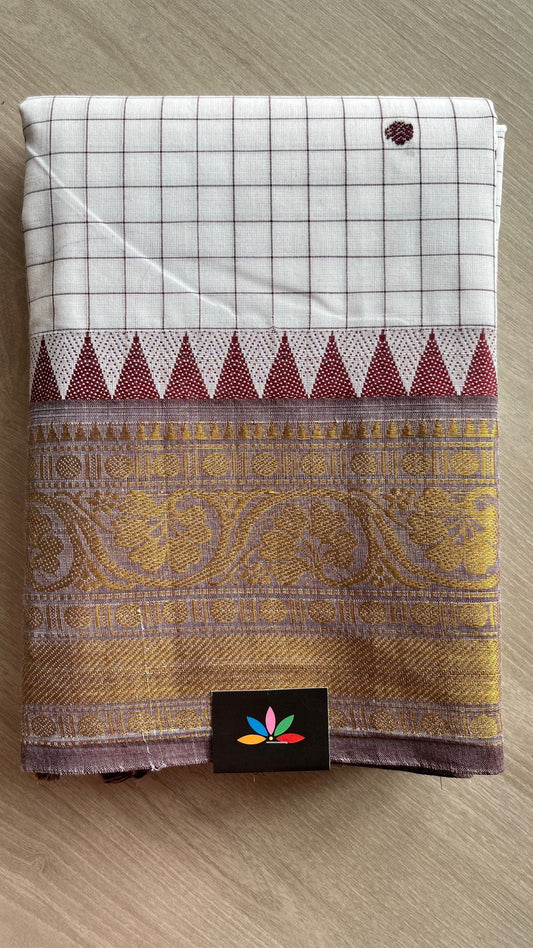 Checked Chettinad Cotton Saree- 25837