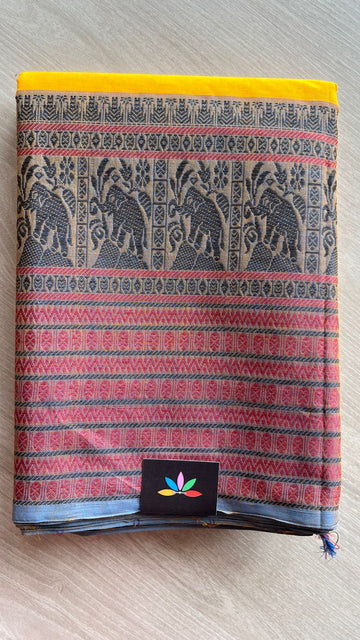 Chettinad Cotton Saree with Elephant Border -25840
