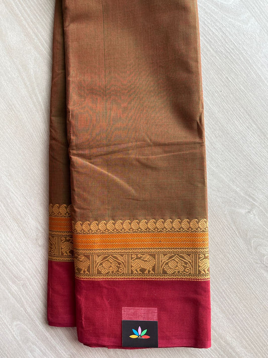 Thread Border Chettinad Cotton Saree (Without blouse) - 26884