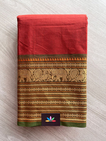 Thread Border Chettinad Cotton Saree (Without blouse) - 26899