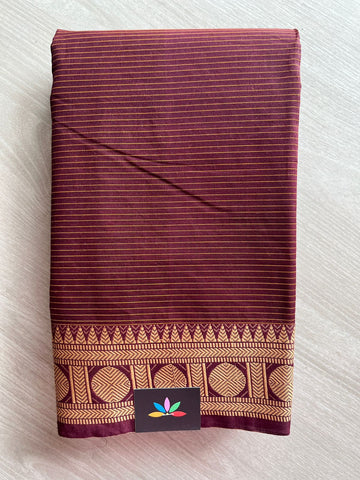Striped Chettinad Cotton Saree with Thread Border (Without blouse)- 26889