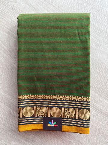 Striped Chettinad Cotton Saree with Thread Border (Without blouse)- 26891