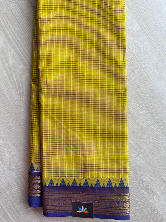 Traditional Small Checked Chettinad Cotton Saree - 26894