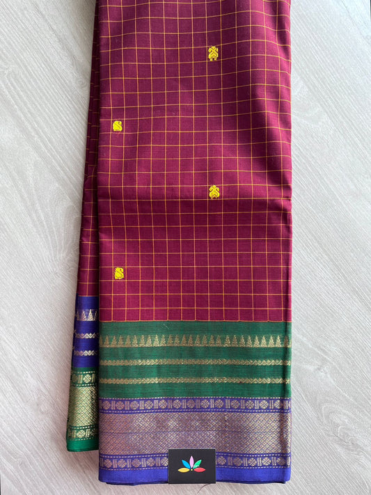 Checked Chettinad Cotton Saree - 26895