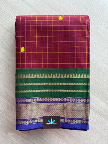 Checked Chettinad Cotton Saree - 26895
