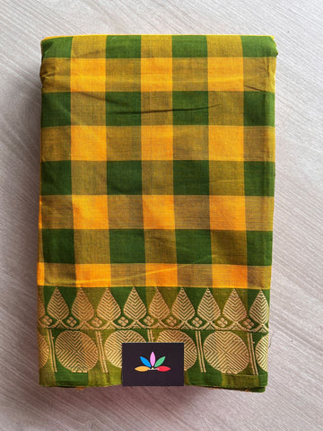 Checked Chettinad Cotton Saree (Without blouse) - 26896