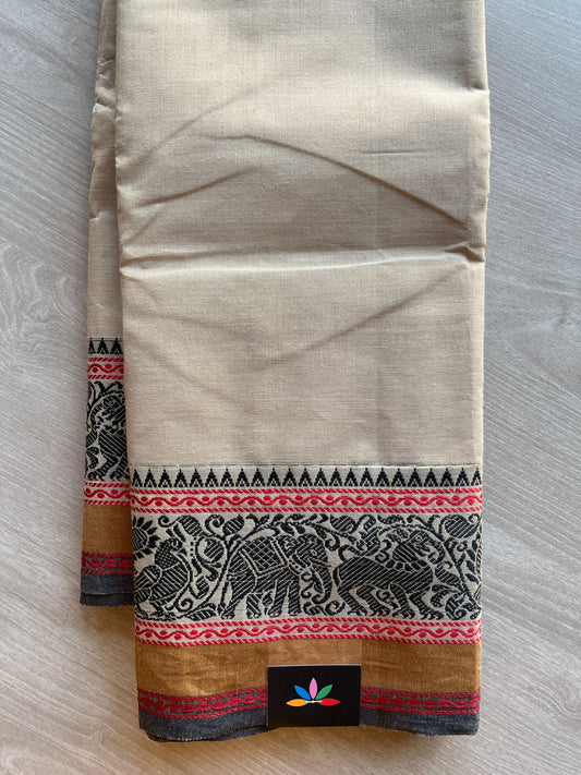 Thread Border Chettinad Cotton Saree (Without blouse) - 26906