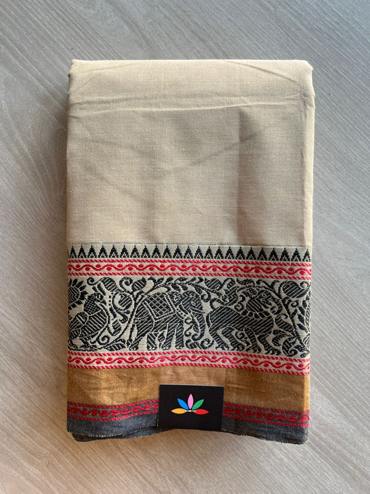 Thread Border Chettinad Cotton Saree (Without blouse) - 26906
