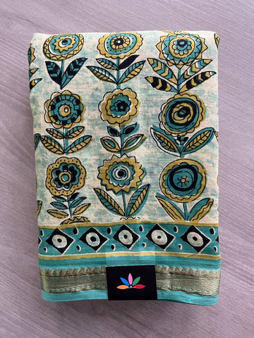 Screen Printed Chanderi Cotton Saree - 32434