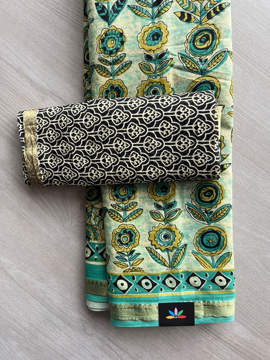 Screen Printed Chanderi Cotton Saree - 32434