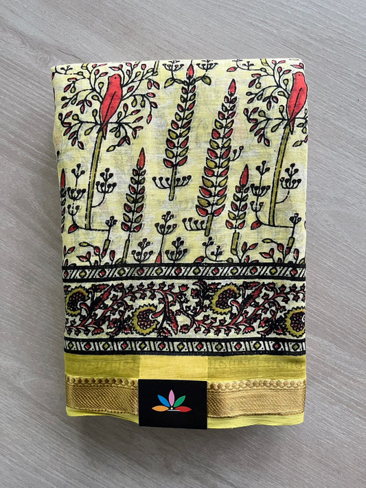 Screen Printed Chanderi Cotton Saree - 32435